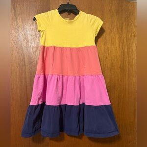 Hanna Andersson Yellow, Pink, and Blue Tiered Kids Dress